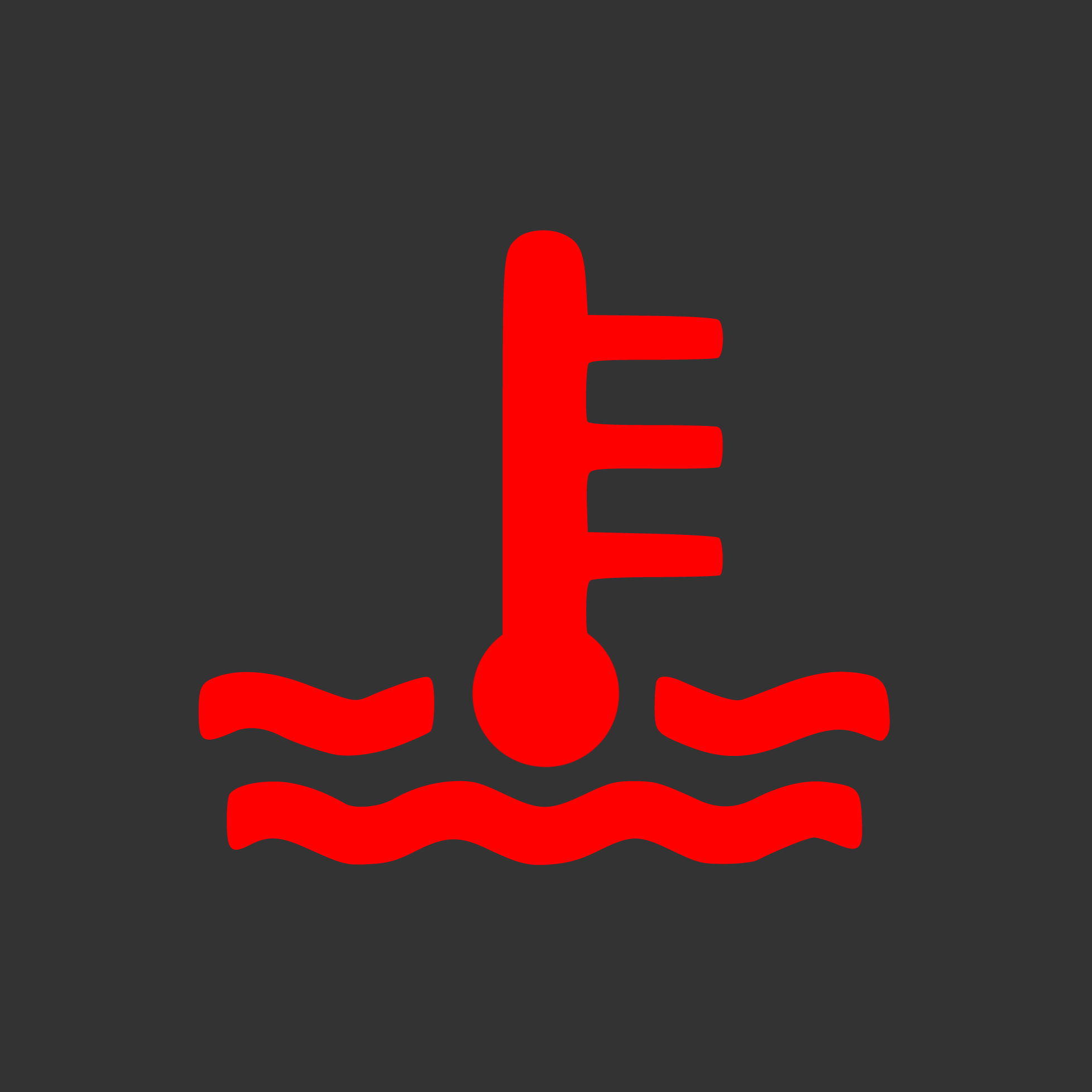 Piros hullámokon, hőmérő világít a műszerfalon
